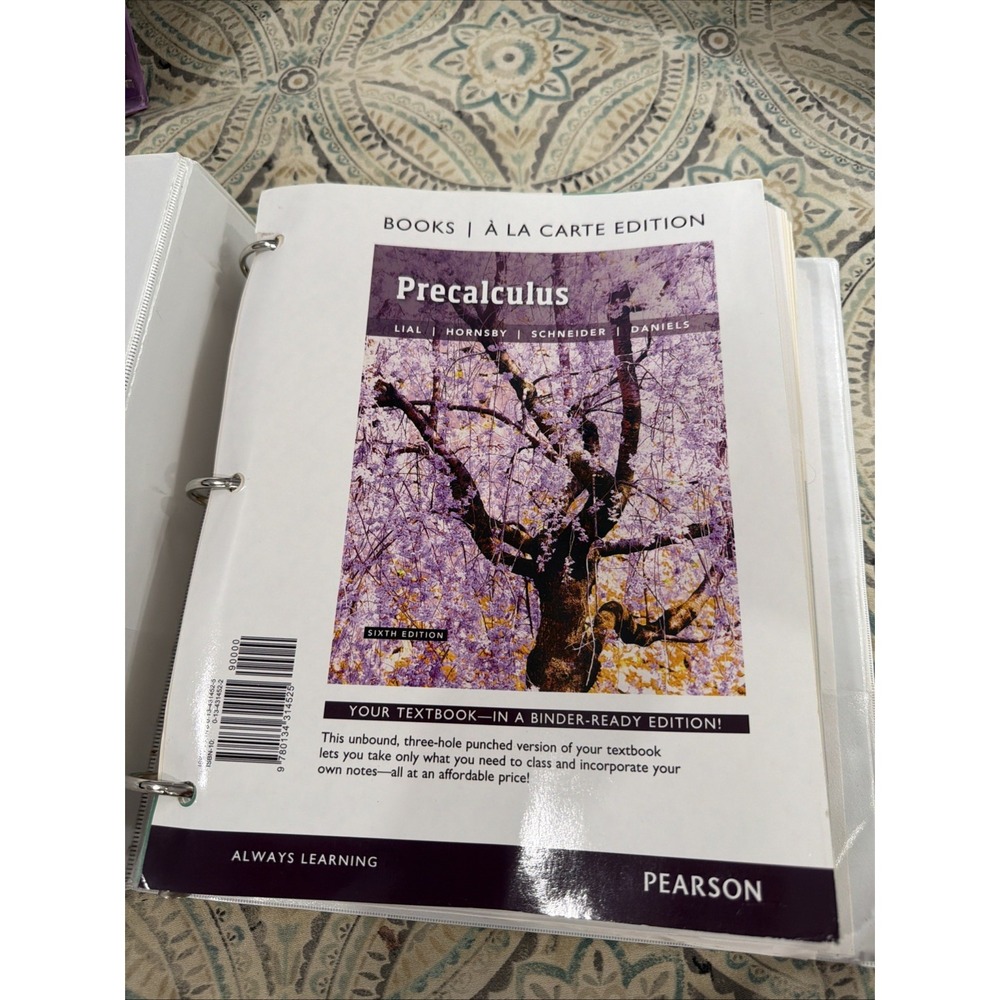 Precalculus Book a la Carte 6th Edition John Hornsby, Margaret L. Lial, W/Binder